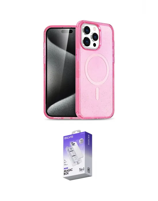 ieg™ iPhone 15 Pro Max Kılıf Eksen Doku Koleksiyonu - Siyah Bilvis 5in1 3D Magic Cam Ekran Koruyucu