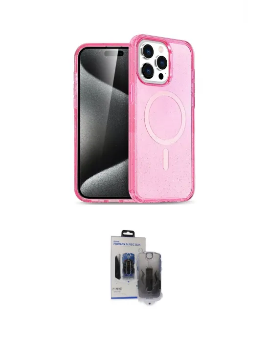 ieg™ iPhone 15 Pro Max Kılıf Eksen Doku Koleksiyonu - Siyah Vanessa Magic Hayalet Cam