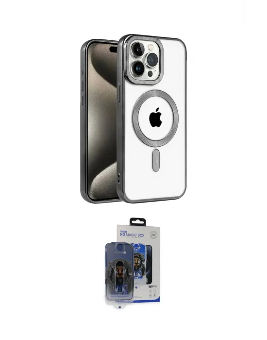 ieg™ iPhone 15 Pro Max Kılıf Eksen Form Koleksiyonu - Siyah Vanessa Magic Cam