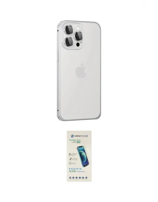 ieg™ iPhone 15 Pro Max Kılıf Eksen Form Serisi - Şeffaf Pasifik Cam Ekran Koruyucu