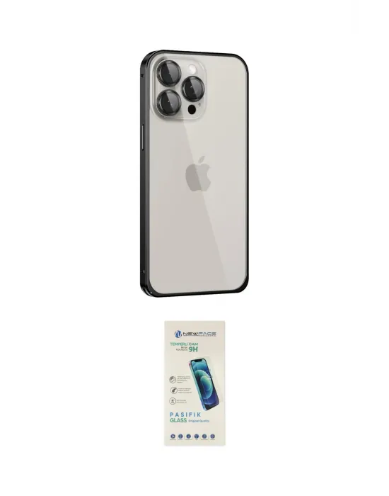 ieg™ iPhone 15 Pro Max Kılıf Eksen Form Serisi - Şeffaf Pasifik Cam Ekran Koruyucu