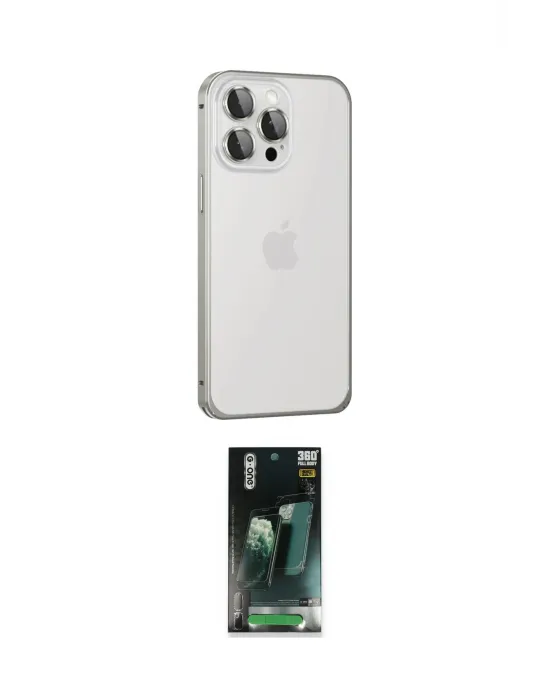 ieg™ iPhone 15 Pro Max Kılıf Eksen Form Serisi - Siyah 360 Mat Full Body Arka Koruyucu