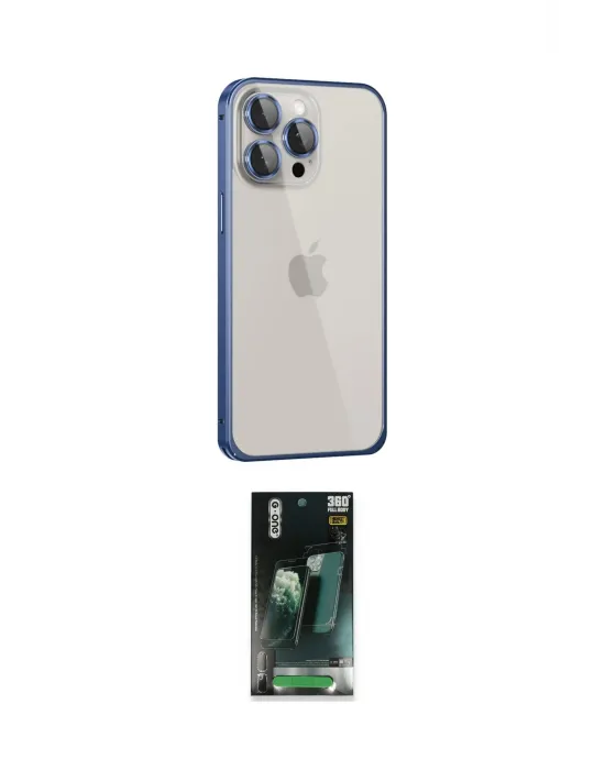 ieg™ iPhone 15 Pro Max Kılıf Eksen Form Serisi - Siyah 360 Mat Full Body Arka Koruyucu
