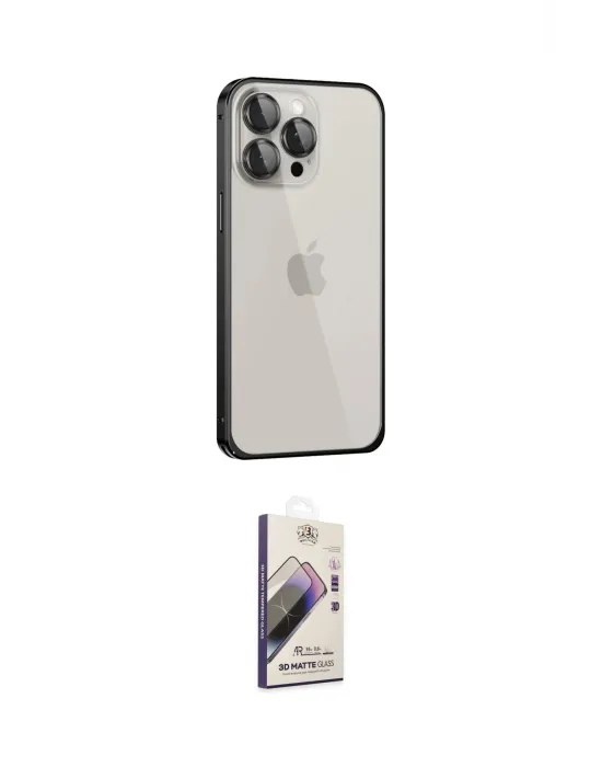 ieg™ iPhone 15 Pro Max Kılıf Eksen Form Serisi - Siyah Bilvis 3D Mat Cam Ekran Koruyucu