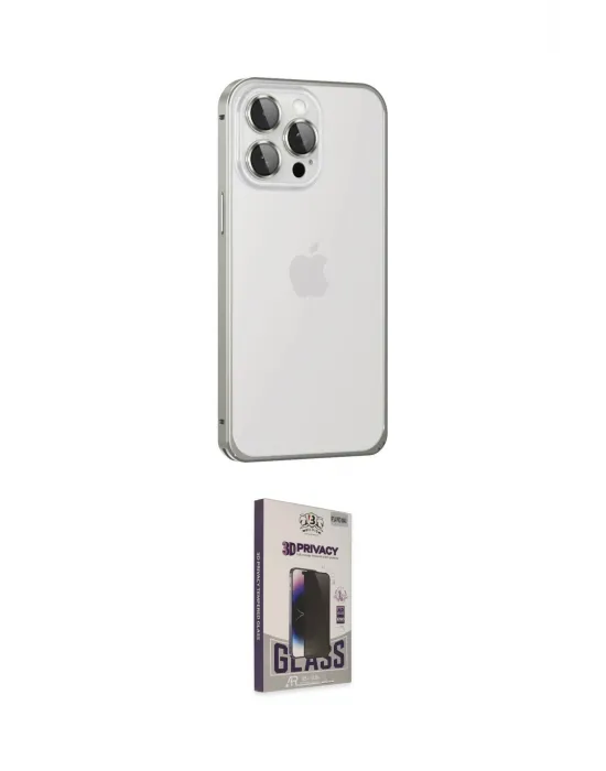 ieg™ iPhone 15 Pro Max Kılıf Eksen Form Serisi - Siyah Bilvis Hayalet Cam Ekran Koruyucu