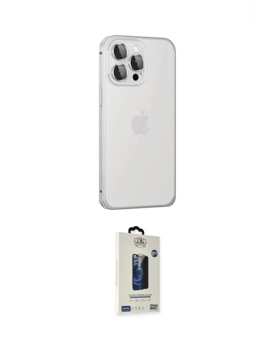 ieg™ iPhone 15 Pro Max Kılıf Eksen Form Serisi - Siyah Bilvis Hayalet Cam Ekran Koruyucu