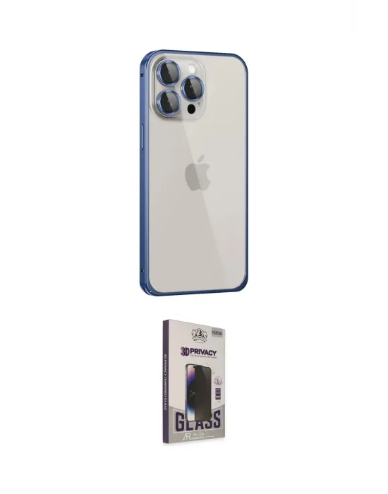 ieg™ iPhone 15 Pro Max Kılıf Eksen Form Serisi - Siyah Bilvis Hayalet Cam Ekran Koruyucu