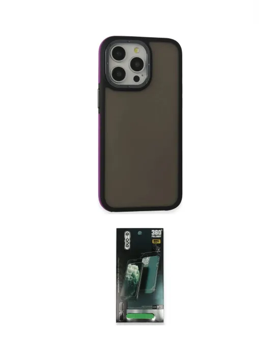 ieg™ iPhone 15 Pro Max Kılıf Eksen Işık - Siyah 360 Mat Full Body Arka Koruyucu