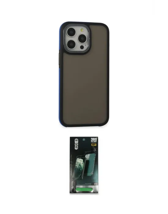 ieg™ iPhone 15 Pro Max Kılıf Eksen Işık - Siyah 360 Mat Full Body Arka Koruyucu
