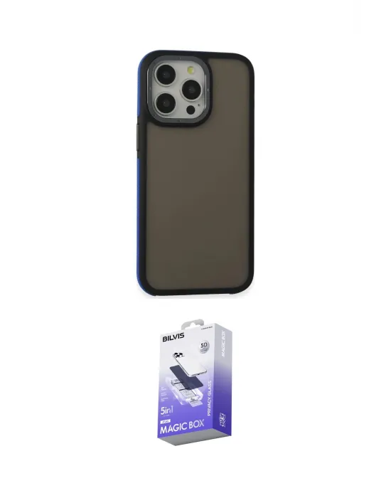 ieg™ iPhone 15 Pro Max Kılıf Eksen Işık - Siyah Bilvis 5in1 5D Magic Hayalet Cam Ekran Koruyucu