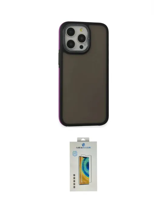 ieg™ iPhone 15 Pro Max Kılıf Eksen Işık - Siyah Polymer Nano Ekran Koruyucu
