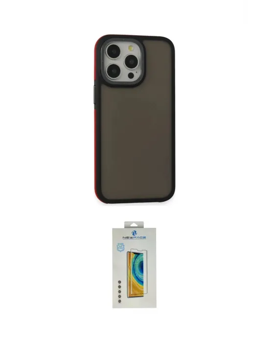 ieg™ iPhone 15 Pro Max Kılıf Eksen Işık - Siyah Polymer Nano Ekran Koruyucu