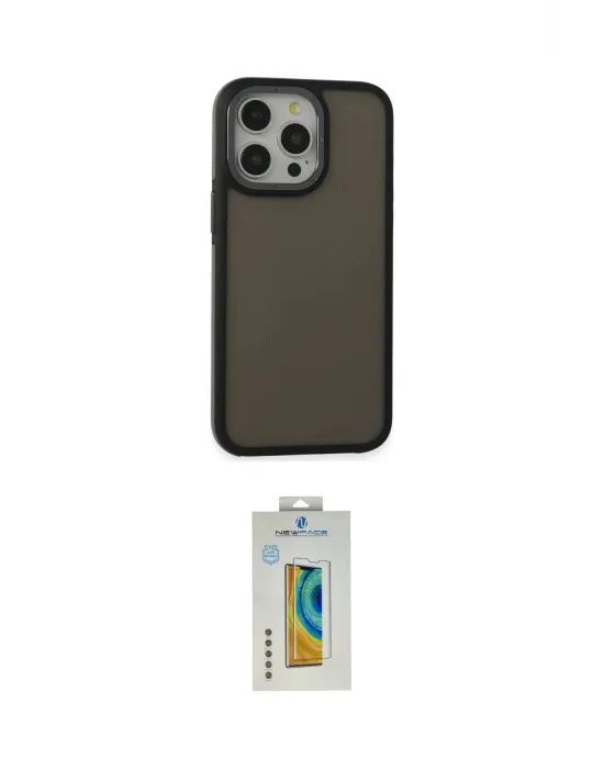 ieg™ iPhone 15 Pro Max Kılıf Eksen Işık - Siyah Polymer Nano Ekran Koruyucu