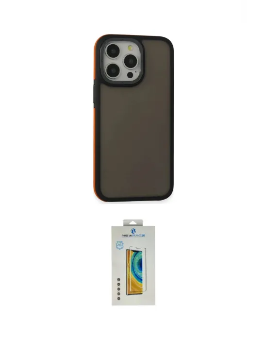 ieg™ iPhone 15 Pro Max Kılıf Eksen Işık - Siyah Polymer Nano Ekran Koruyucu