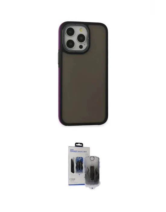 ieg™ iPhone 15 Pro Max Kılıf Eksen Işık - Siyah Vanessa Magic Hayalet Cam