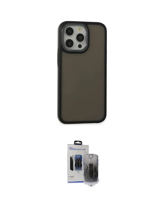 ieg™ iPhone 15 Pro Max Kılıf Eksen Işık - Siyah Vanessa Magic Hayalet Cam