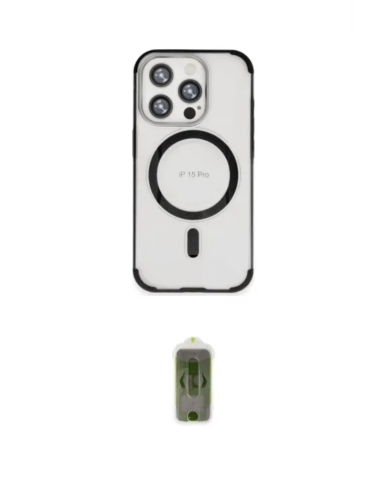 ieg™ iPhone 15 Pro Max Kılıf Eksen Klasik Koleksiyonu - Siyah Joko Magic 5D Hayalet Cam