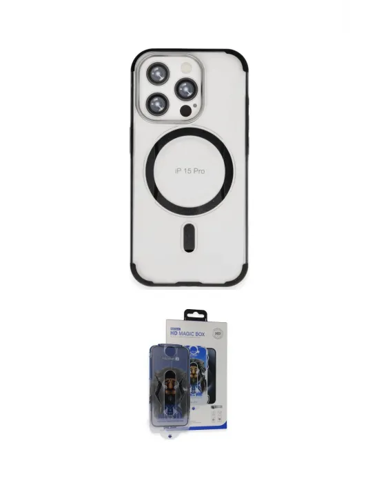 ieg™ iPhone 15 Pro Max Kılıf Eksen Klasik Koleksiyonu - Siyah Vanessa Magic Cam