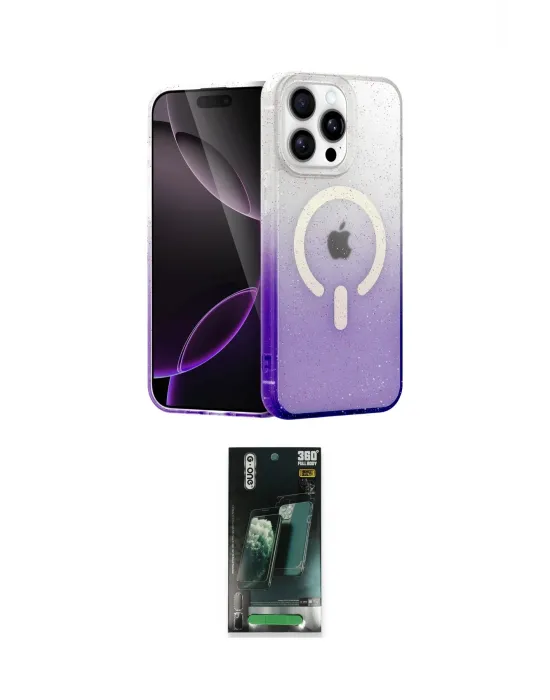 ieg™ iPhone 15 Pro Max Kılıf Eksen Minimal Özel Seri - Siyah 360 Mat Full Body Arka Koruyucu