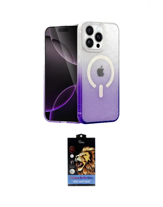 ieg™ iPhone 15 Pro Max Kılıf Eksen Minimal Özel Seri - Siyah Buffer Hayalet Cam Ekran Koruyucu