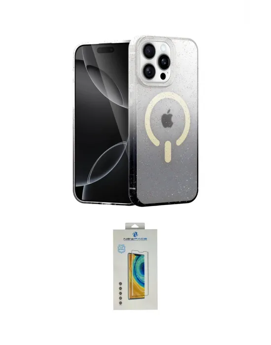 ieg™ iPhone 15 Pro Max Kılıf Eksen Minimal Özel Seri - Siyah Polymer Nano Ekran Koruyucu