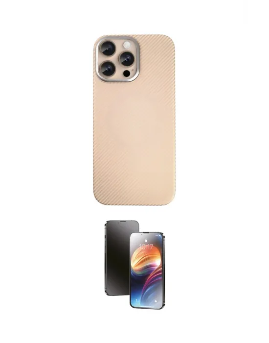 ieg™ iPhone 15 Pro Max Kılıf Eksen Prime - Siyah 3D Antistatik Mat Seramik Nano Ekran Koruyucu
