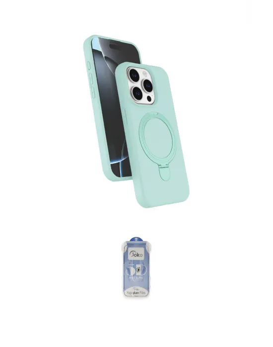 ieg™ iPhone 15 Pro Max Kılıf İz Işık Koleksiyonu - Siyah Joko Magic 5D Cam