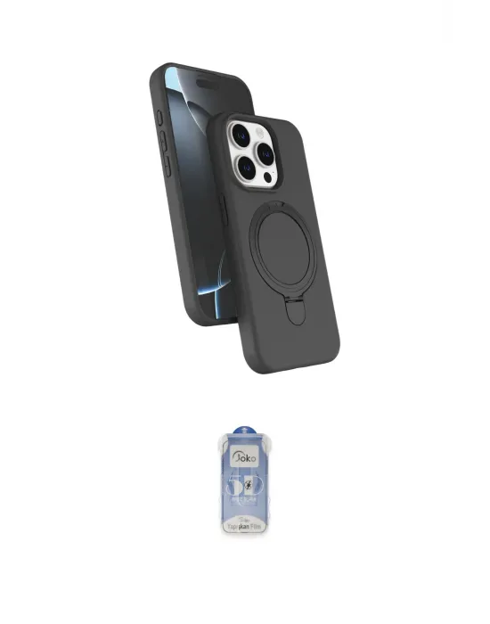 ieg™ iPhone 15 Pro Max Kılıf İz Işık Koleksiyonu - Siyah Joko Magic 5D Cam