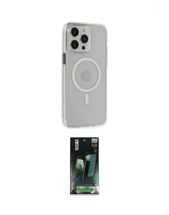 ieg™ iPhone 15 Pro Max Kılıf Kıvılcım Asil Özel Seri - Şeffaf 360 Full Body Arka Koruyucu