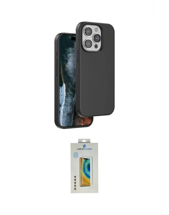 ieg™ iPhone 15 Pro Max Kılıf Kıvılcım Çizgi Serisi - Siyah Polymer Nano Ekran Koruyucu