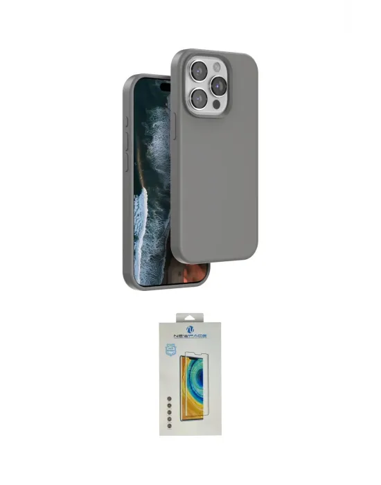 ieg™ iPhone 15 Pro Max Kılıf Kıvılcım Çizgi Serisi - Siyah Polymer Nano Ekran Koruyucu