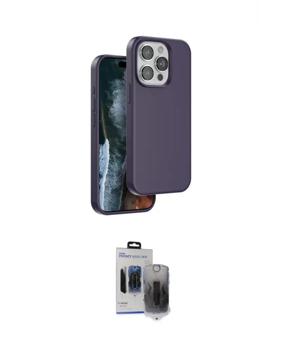 ieg™ iPhone 15 Pro Max Kılıf Kıvılcım Çizgi Serisi - Siyah Vanessa Magic Hayalet Cam