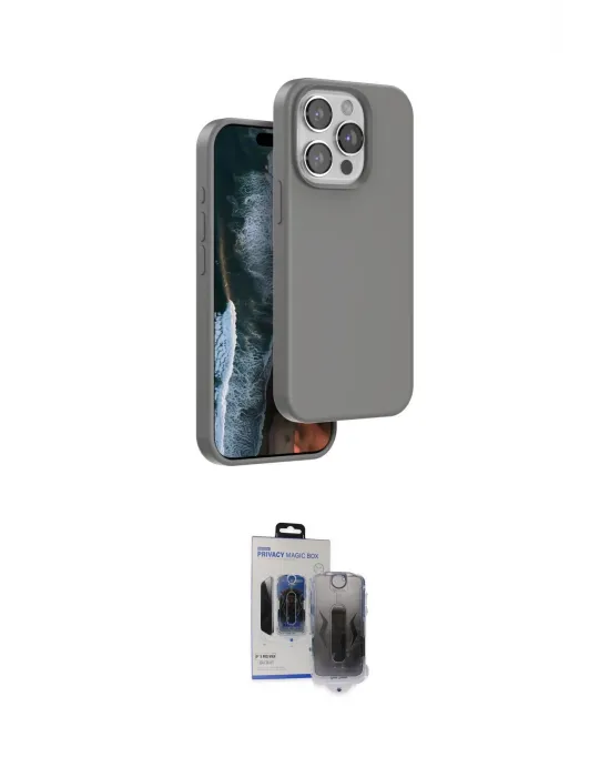 ieg™ iPhone 15 Pro Max Kılıf Kıvılcım Çizgi Serisi - Siyah Vanessa Magic Hayalet Cam