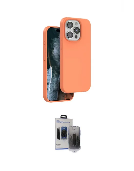 ieg™ iPhone 15 Pro Max Kılıf Kıvılcım Çizgi Serisi - Siyah Vanessa Magic Hayalet Cam