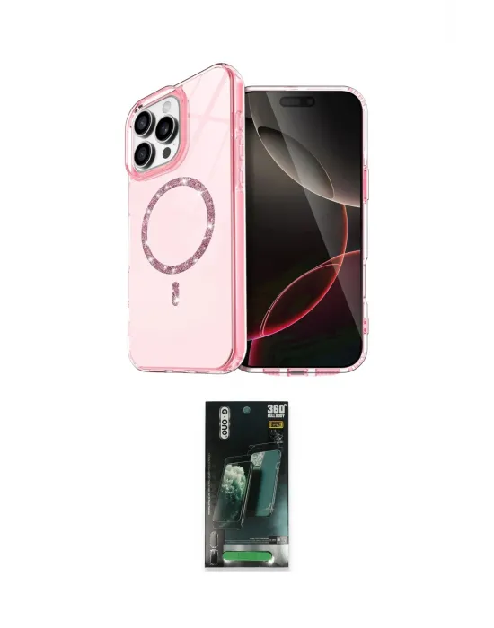ieg™ iPhone 15 Pro Max Kılıf Kıvılcım Form Prime - Şeffaf 360 Full Body Arka Koruyucu