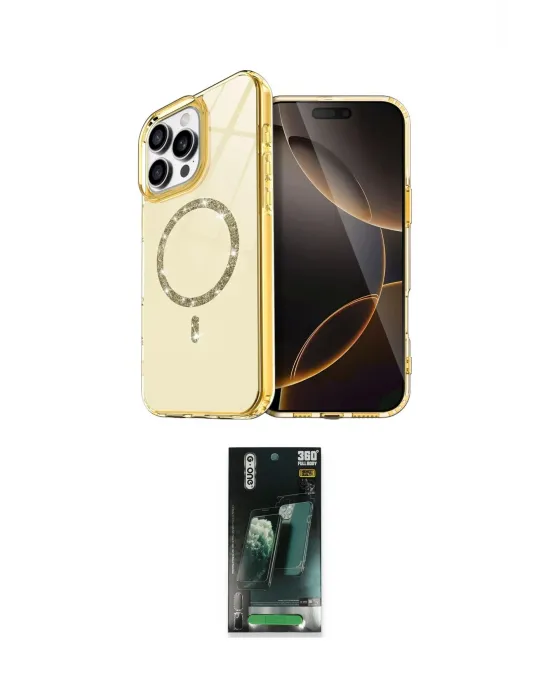 ieg™ iPhone 15 Pro Max Kılıf Kıvılcım Form Prime - Şeffaf 360 Full Body Arka Koruyucu