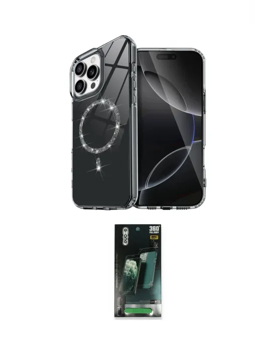 ieg™ iPhone 15 Pro Max Kılıf Kıvılcım Form Prime - Şeffaf 360 Full Body Arka Koruyucu