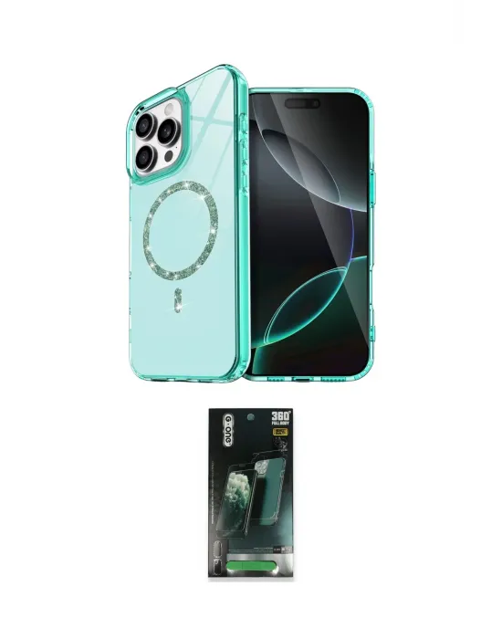 ieg™ iPhone 15 Pro Max Kılıf Kıvılcım Form Prime - Şeffaf 360 Full Body Arka Koruyucu