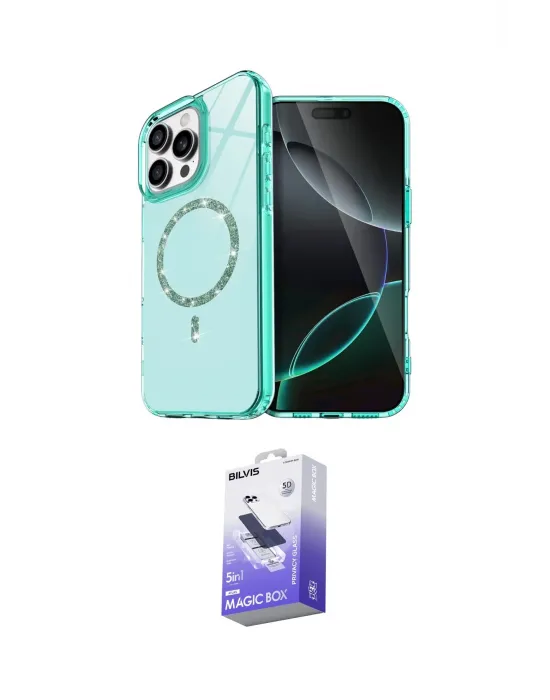 ieg™ iPhone 15 Pro Max Kılıf Kıvılcım Form Prime - Siyah Bilvis 5in1 5D Magic Hayalet Cam Ekran Koruyucu