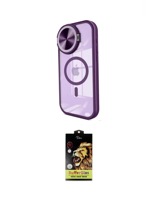 ieg™ iPhone 15 Pro Max Kılıf Kıvılcım Modern Koleksiyonu - Siyah Buffer Cam Ekran Koruyucu