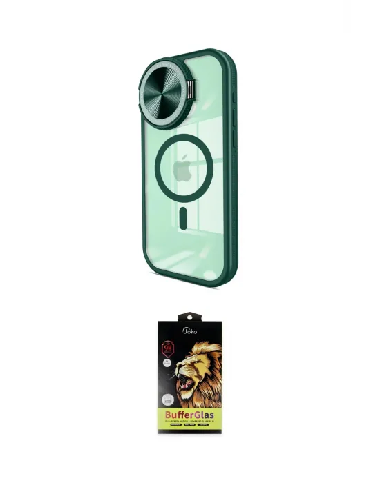 ieg™ iPhone 15 Pro Max Kılıf Kıvılcım Modern Koleksiyonu - Siyah Buffer Cam Ekran Koruyucu