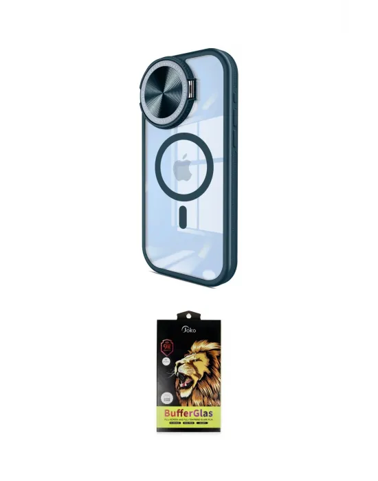 ieg™ iPhone 15 Pro Max Kılıf Kıvılcım Modern Koleksiyonu - Siyah Buffer Cam Ekran Koruyucu
