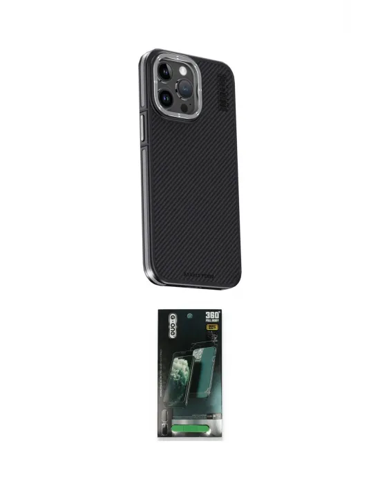 ieg™ iPhone 15 Pro Max Kılıf Kıvılcım Modern Özel Seri - Şeffaf 360 Full Body Arka Koruyucu