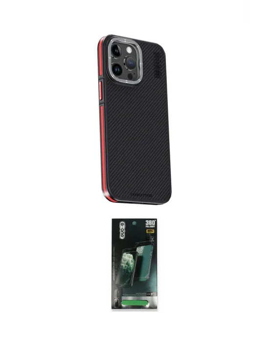 ieg™ iPhone 15 Pro Max Kılıf Kıvılcım Modern Özel Seri - Şeffaf 360 Full Body Arka Koruyucu