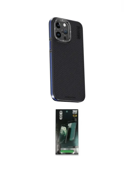 ieg™ iPhone 15 Pro Max Kılıf Kıvılcım Modern Özel Seri - Şeffaf 360 Full Body Arka Koruyucu