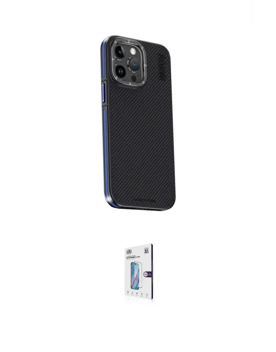 ieg™ iPhone 15 Pro Max Kılıf Kıvılcım Modern Özel Seri - Siyah Bilvis 0.18mm Plus Cam Ekran Koruyucu