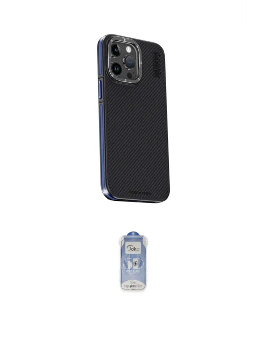 ieg™ iPhone 15 Pro Max Kılıf Kıvılcım Modern Özel Seri - Siyah Joko Magic 5D Cam