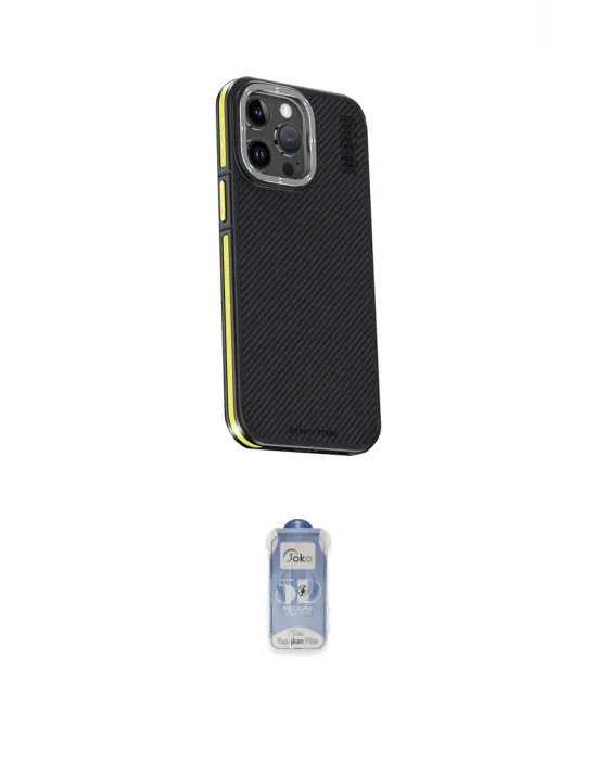 ieg™ iPhone 15 Pro Max Kılıf Kıvılcım Modern Özel Seri - Siyah Joko Magic 5D Cam