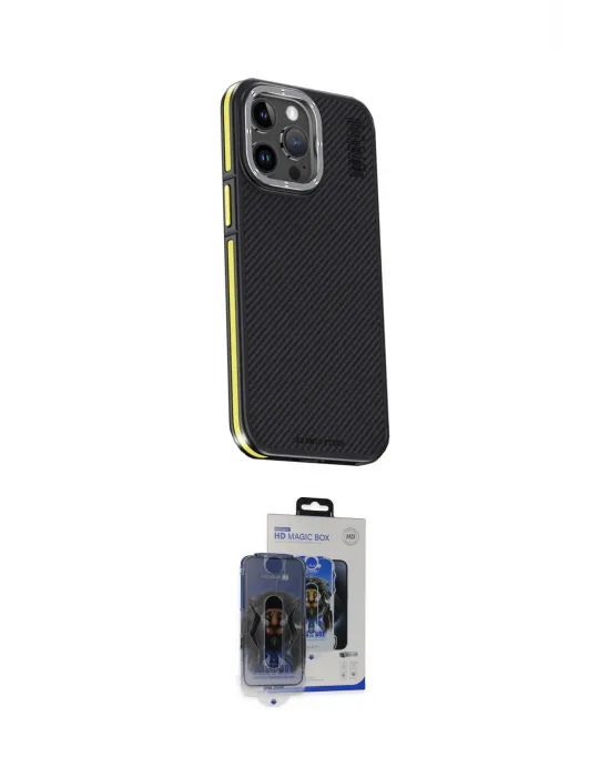 ieg™ iPhone 15 Pro Max Kılıf Kıvılcım Modern Özel Seri - Siyah Vanessa Magic Cam