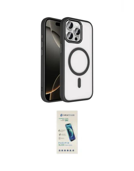 ieg™ iPhone 15 Pro Max Kılıf Kıvılcım Prime - Şeffaf Pasifik Cam Ekran Koruyucu